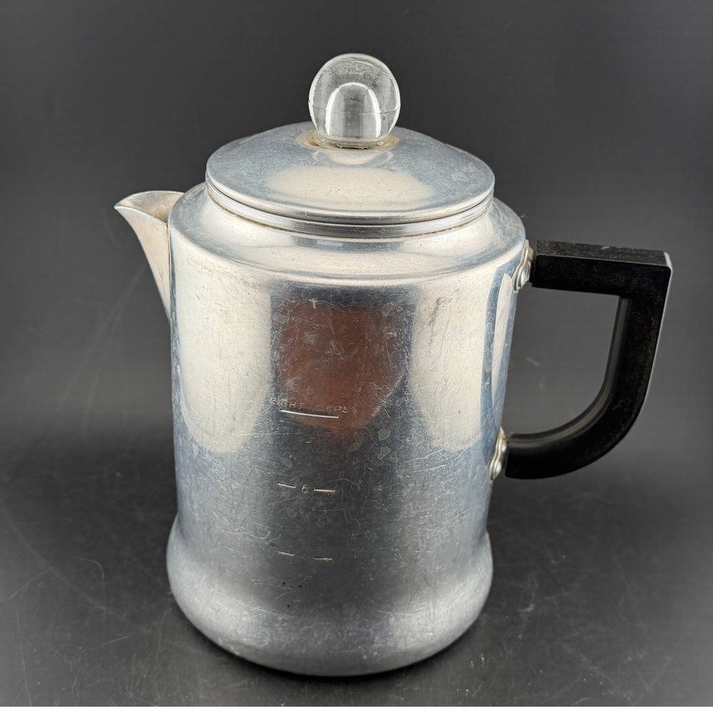 Comet Vintage Aluminum 8 Cup Stove Top Coffee Percolator-Made in USA, Complete